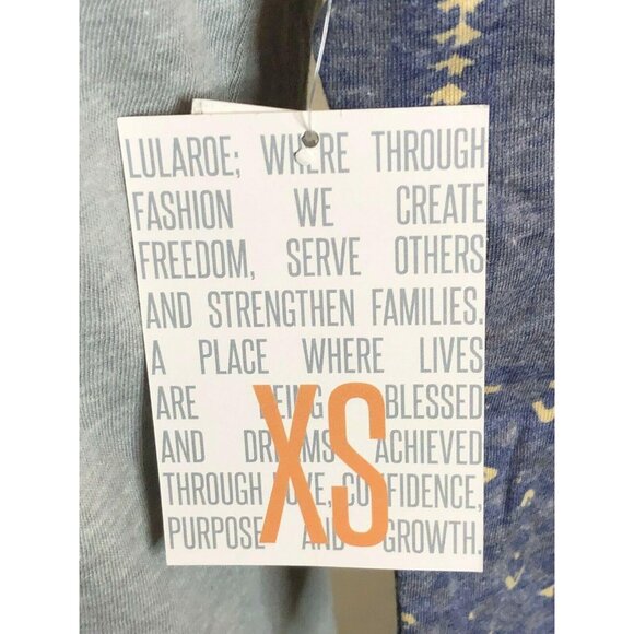 LuLaRoe Randy Baseball Style Tee Size XS Light Gray Purple Beige 3/4 sleeves NWT - Picture 6 of 9